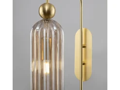 Sale Maytoni Antic Lámpara de pared moderna dorada, pantalla de vidrio coñac Marru00f3n