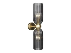 Outlet Maytoni Antic Lámpara de pared moderna con 2 luces hacia arriba y hacia abajo dorada, pantalla , E14 Gris