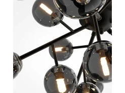 Clearance Maytoni Dallas Moderna lámpara de techo con forma de globo de 20 luces, mate, pantalla ahumada, G9 Negro