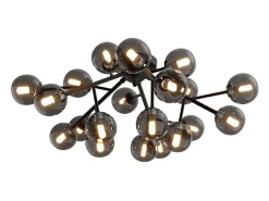 Clearance Maytoni Dallas Moderna lámpara de techo con forma de globo de 20 luces, mate, pantalla ahumada, G9 Negro