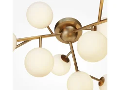 Maytoni Plafón^Dallas Moderna lámpara de techo con forma de globo de 12 luces dorada, pantalla de coñac, G9 Dorado