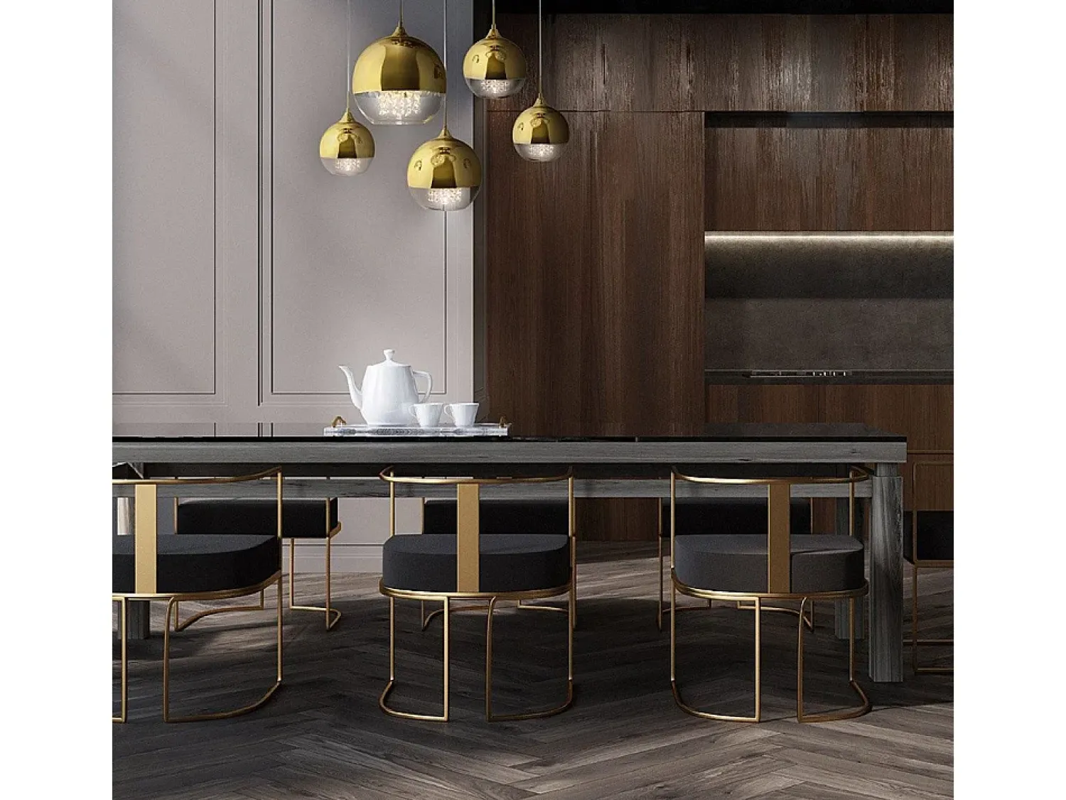 Hot Maytoni Fermi Moderna lámpara de techo colgante Fermi de 5 luces en racimo Dorado