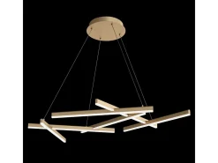 Maytoni Line Lámpara de techo colgante integrada moderna, oro mate, 4000K