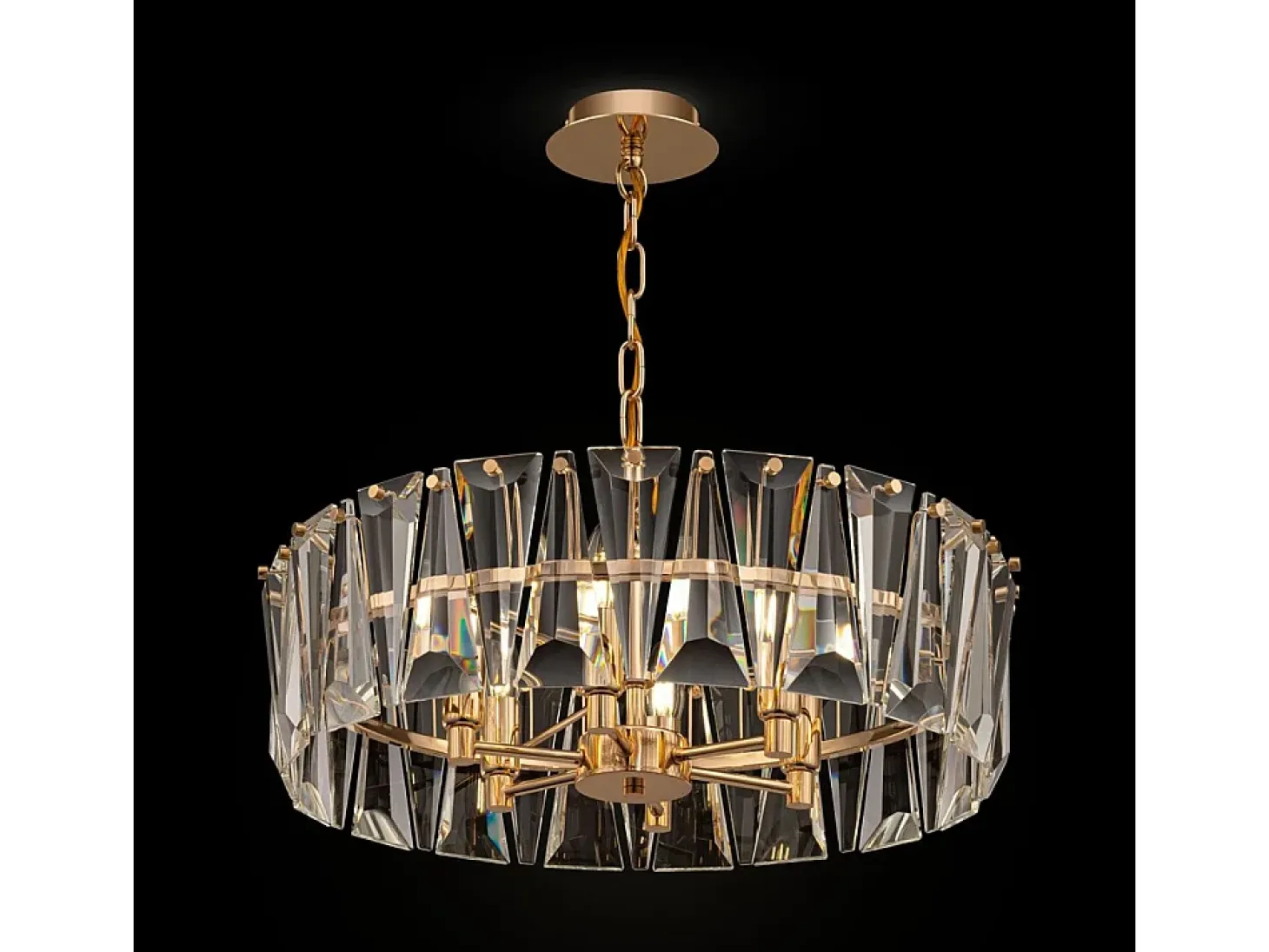 Maytoni Puntes Moderna lámpara de techo colgante cilíndrica dorada Puntes de 6 luces