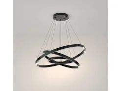 Online Maytoni Rim Lámpara de techo colgante circular de 3 niveles LED negra integrada con borde moderno Negro
