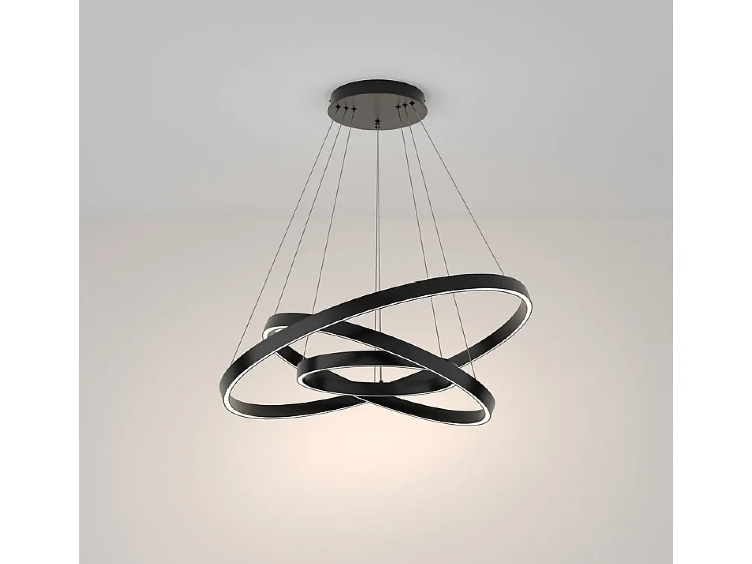 Online Maytoni Rim Lámpara de techo colgante circular de 3 niveles LED negra integrada con borde moderno Negro