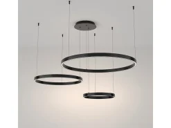 Online Maytoni Rim Lámpara de techo colgante circular de 3 niveles LED negra integrada con borde moderno Negro