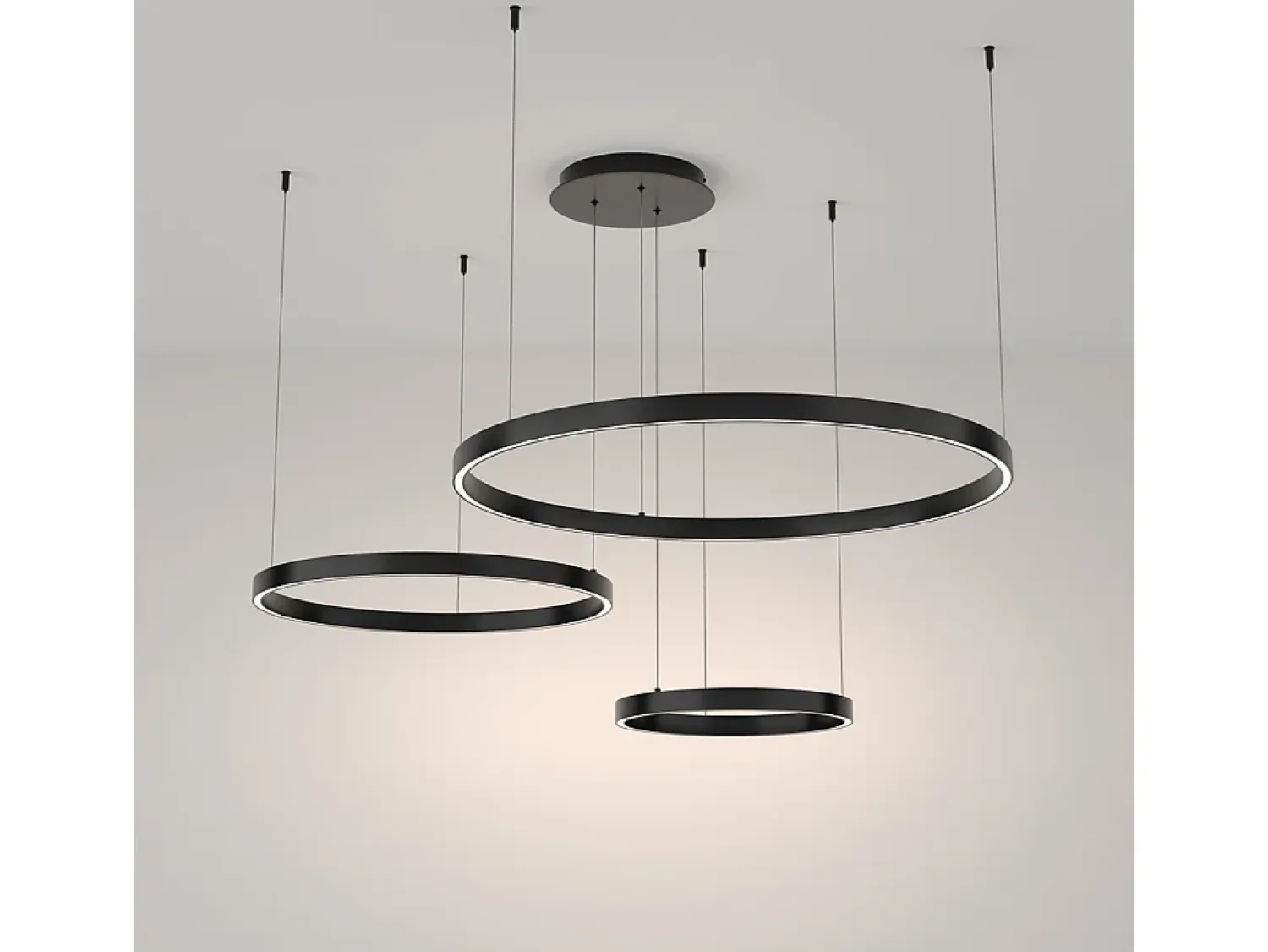Online Maytoni Rim Lámpara de techo colgante circular de 3 niveles LED negra integrada con borde moderno Negro