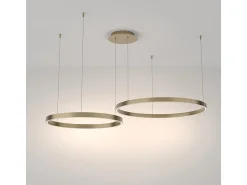 Maytoni Lámpara Suspendida^Rim Lámpara de techo colgante circular de 2 niveles de latón LED integrado con borde moderno Camel