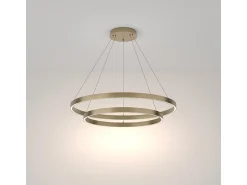 Maytoni Lámpara Suspendida^Rim Lámpara de techo colgante circular de 2 niveles de latón LED integrado con borde moderno Camel