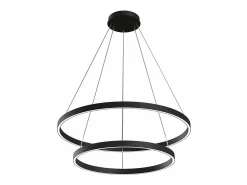 Maytoni Lámpara Suspendida^Rim Modern Rim Integrated LED Black Lámpara de techo colgante circular de 2 niveles Negro