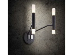 Maytoni Vigo Lámpara de pared de vela moderna negra, pantalla blanca mate de vidrio
