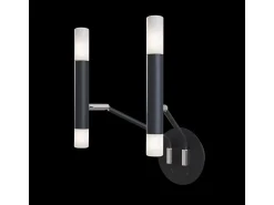 Maytoni Vigo Lámpara de pared de vela moderna negra, pantalla blanca mate de vidrio