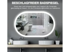 DripeX Espejo^Mirror de baño LED Light 50x70cm, 3 temperaturas de color Montaje de pared, espejo multifunción inteligente Blanco