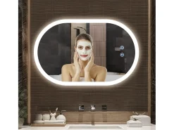 DripeX Espejo^Mirror de baño LED Light 50x70cm, 3 temperaturas de color Montaje de pared, espejo multifunción inteligente Blanco