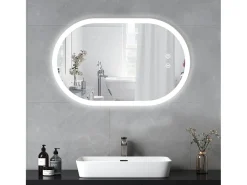 DripeX Espejo^Mirror de baño LED Light 50x70cm, 3 temperaturas de color Montaje de pared, espejo multifunción inteligente Blanco