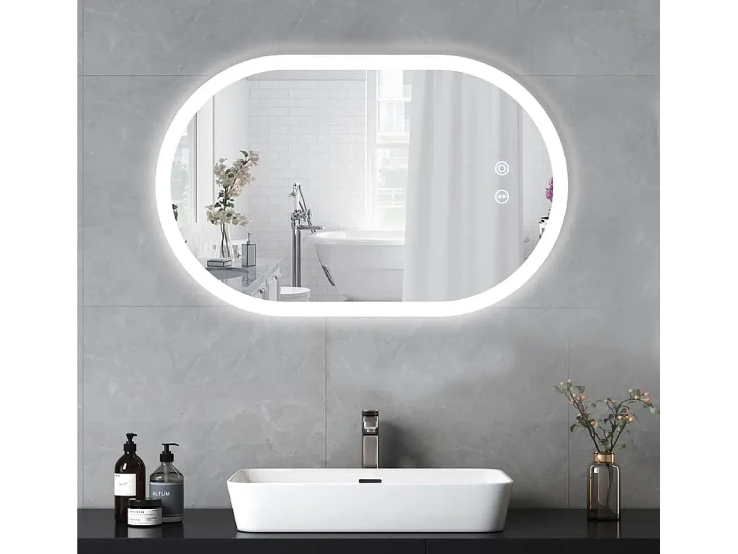 DripeX Espejo^Mirror de baño LED Light 50x70cm, 3 temperaturas de color Montaje de pared, espejo multifunción inteligente Blanco