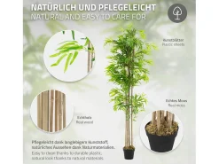 New ML-DESIGN Bambú artificial 210 cm, Planta artificial grande, Planta artificial con tallo de madera auténtica Verde