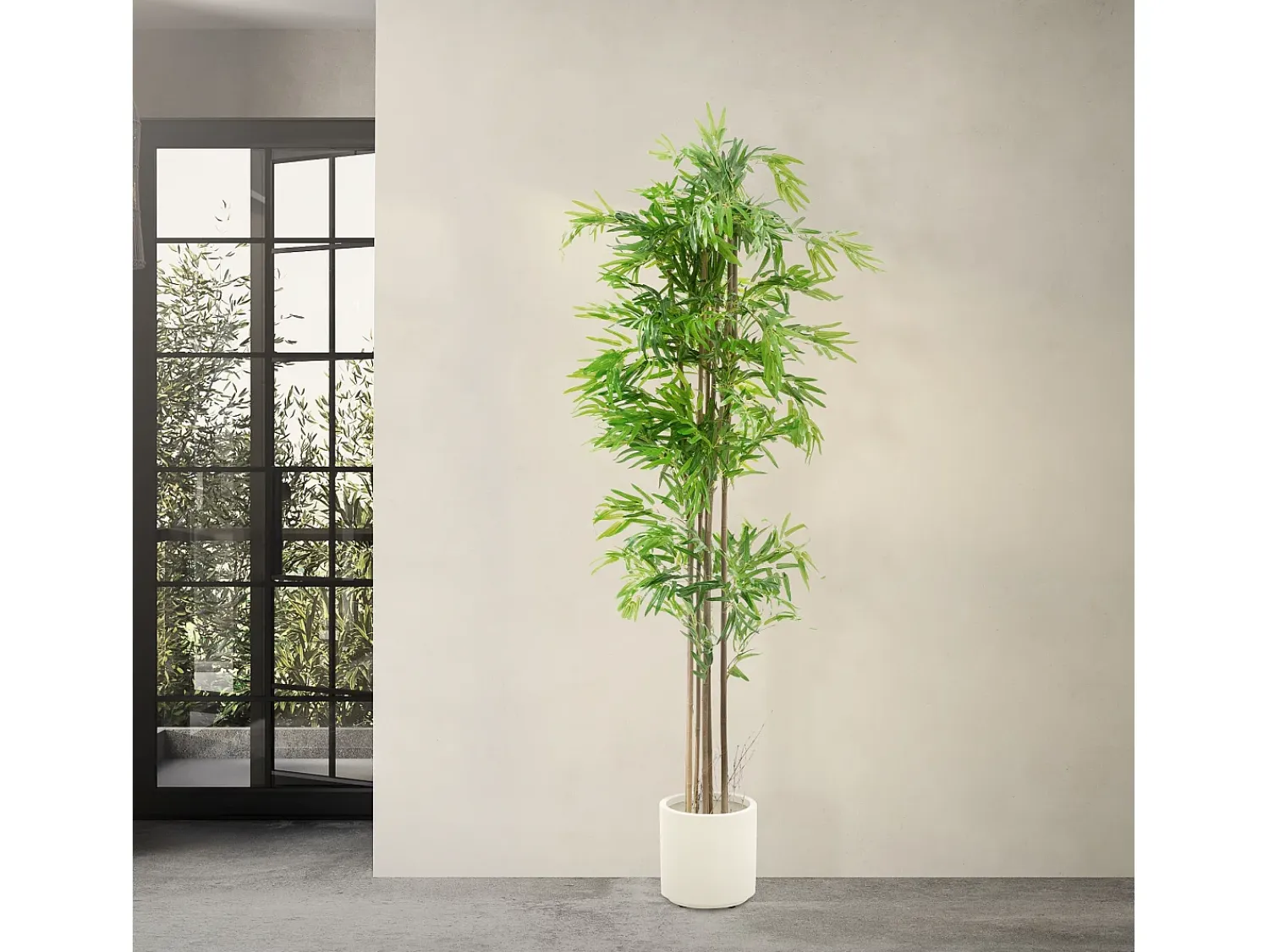 New ML-DESIGN Bambú artificial 210 cm, Planta artificial grande, Planta artificial con tallo de madera auténtica Verde