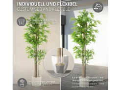 New ML-DESIGN Bambú artificial 210 cm, Planta artificial grande, Planta artificial con tallo de madera auténtica Verde