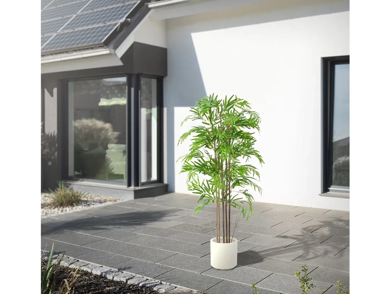 Sale ML-DESIGN Bambú artificial 150 cm, Planta artificial grande, Planta artificial con tallo de madera auténtica Verde
