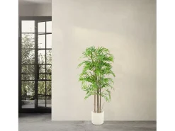 Sale ML-DESIGN Bambú artificial 150 cm, Planta artificial grande, Planta artificial con tallo de madera auténtica Verde