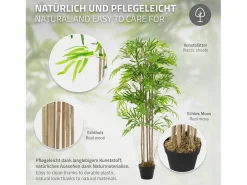 Sale ML-DESIGN Bambú artificial 150 cm, Planta artificial grande, Planta artificial con tallo de madera auténtica Verde