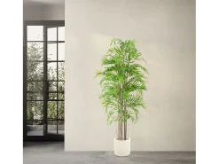 ML-DESIGN Planta Artificial^Bambú artificial 180 cm, Planta artificial grande, Planta artificial con tallo de madera auténtica Verde
