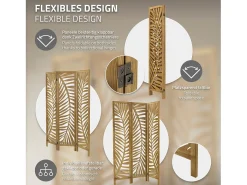 ML-Design Biombo divisorio de 3 paneles modelo Fukuoka de madera natural 170 x 121 cm, separador de ambientes plegable japonés, pantalla de privacidad