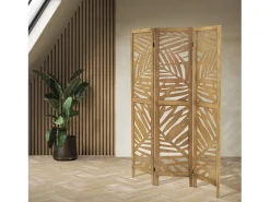 Best ML-DESIGN Biombo divisorio de 3 paneles modelo Kyoto de madera natural 170 x 121 cm, separador de ambientes plegable japonés, pantalla de privacidad Marru00f3n