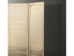 ML-DESIGN Biombo^Biombo divisorio de 3 paneles modelo Osaka de madera natural 170 x 121 cm, separador de ambientes plegable japonés, pantalla de privacidad Beige