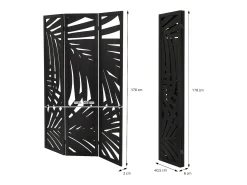 ML-DESIGN Biombo^Biombo divisorio de 3 paneles modelo Sapporo de madera negra 170 x 121 cm, separador de ambientes plegable japonés, pantalla de privacidad Negro