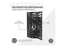 ML-DESIGN Biombo^Biombo divisorio de 3 paneles modelo Sapporo de madera negra 170 x 121 cm, separador de ambientes plegable japonés, pantalla de privacidad Negro