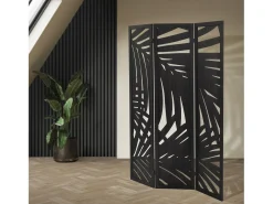 ML-DESIGN Biombo^Biombo divisorio de 3 paneles modelo Sapporo de madera negra 170 x 121 cm, separador de ambientes plegable japonés, pantalla de privacidad Negro