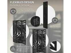 ML-DESIGN Biombo^Biombo divisorio de 3 paneles modelo Sapporo de madera negra 170 x 121 cm, separador de ambientes plegable japonés, pantalla de privacidad Negro