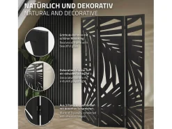 ML-DESIGN Biombo^Biombo divisorio de 3 paneles modelo Sapporo de madera negra 170 x 121 cm, separador de ambientes plegable japonés, pantalla de privacidad Negro