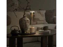 ML-DESIGN Lámpara De Mesa^Lámpara de mesa LED táctil inalámbrica Ø8x34,5cm foco de luz blanca regulable, recargable con USB-C para mesita, escritorio o estudio Crema