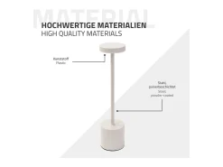 ML-DESIGN Lámpara De Mesa^Lámpara de mesa LED táctil inalámbrica Ø8x34,5cm foco de luz blanca regulable, recargable con USB-C para mesita, escritorio o estudio Crema