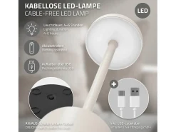 ML-DESIGN Lámpara De Mesa^Lámpara de mesa LED táctil inalámbrica Ø8x34,5cm foco de luz blanca regulable, recargable con USB-C para mesita, escritorio o estudio Crema