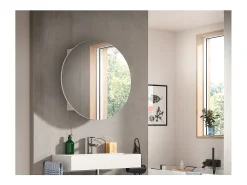 ebuy24 Espejo^Mueble espejo baño Riff Ø70cm 1 puerta . Blanco