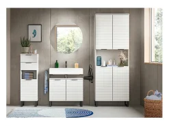 ebuy24 Espejo^Mueble espejo baño Riff Ø70cm 1 puerta . Blanco