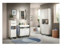 ebuy24 Espejo^Mueble espejo baño Riff Ø70cm 1 puerta . Blanco