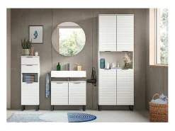 ebuy24 Espejo^Mueble espejo baño Riff Ø70cm 1 puerta . Blanco