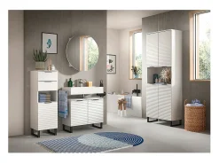 ebuy24 Espejo^Mueble espejo baño Riff Ø70cm 1 puerta . Blanco