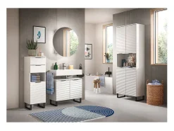 ebuy24 Espejo^Mueble espejo baño Riff Ø70cm 1 puerta . Blanco