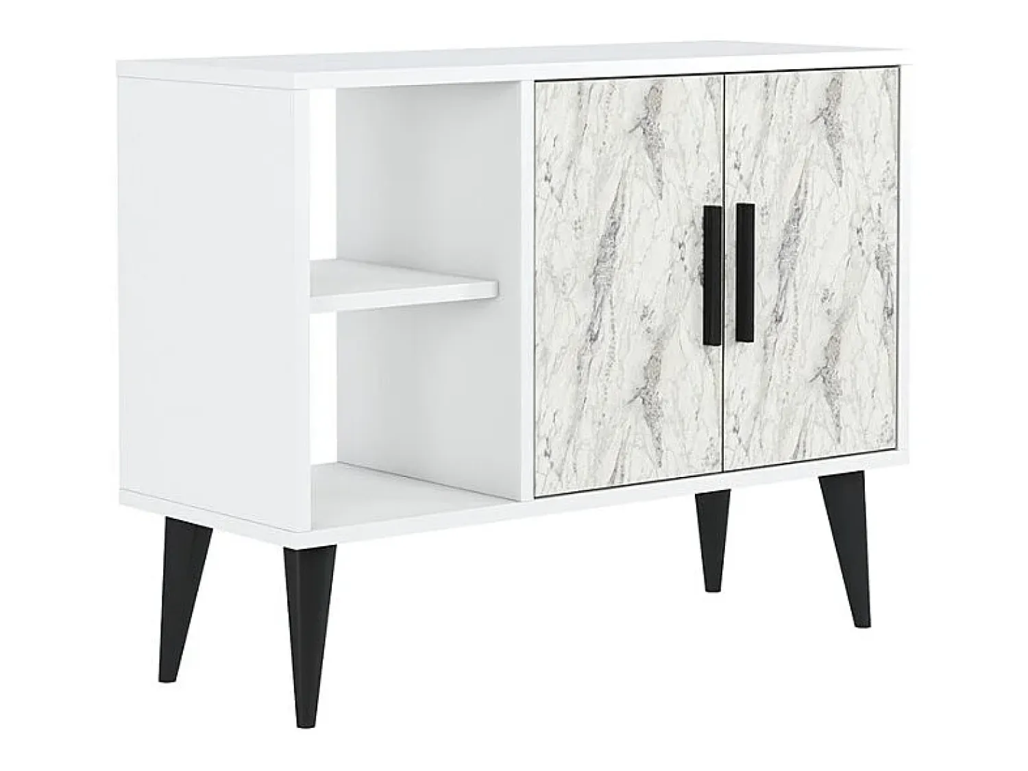 Vajilla^Mueble zapatero moderno para recibidor y salón 90x35x70cm Arizona - Efecto mármol Blanco