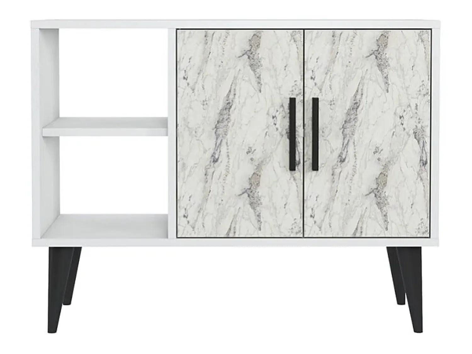 Vajilla^Mueble zapatero moderno para recibidor y salón 90x35x70cm Arizona - Efecto mármol Blanco