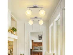 Best NETTLIFE 2 Foco de techo E14 para interiores, pantalla de cristal vintage, sin bombillas Blanco