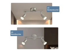 Online NETTLIFE 2 focos de techo de pasillo modernos GU10 orientables 330° en acero inoxidable para salón dormitorio (sin bombilla) Plateado