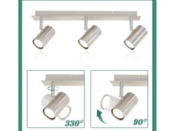 Online NETTLIFE 3 Focos de Techo GU10 de Níquel Giratorios 330° para Sala de Estar Dormitorio Oficina Foco de Pared Moderno Lámpara de Pasillo Plateado